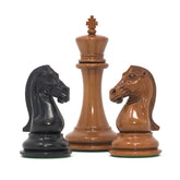 Chariot of Selene Series 4.4" Luxury Staunton Chessmen in Distressed Boxwood and  Ebony Wood